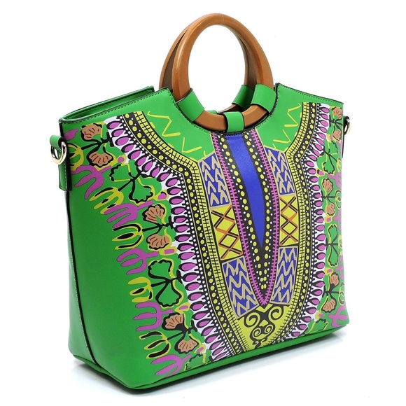 Bohemian Wooden Top Handle 2-1 Satchel/ Purse - Picture 2 of 8